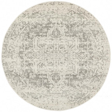 Camilla Transitional Grey & White Distressed Round Rug